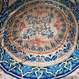 Johnny Was Blue Turquoise , White, Yellow & Coral Patterned Silk Scarf RARE FIND